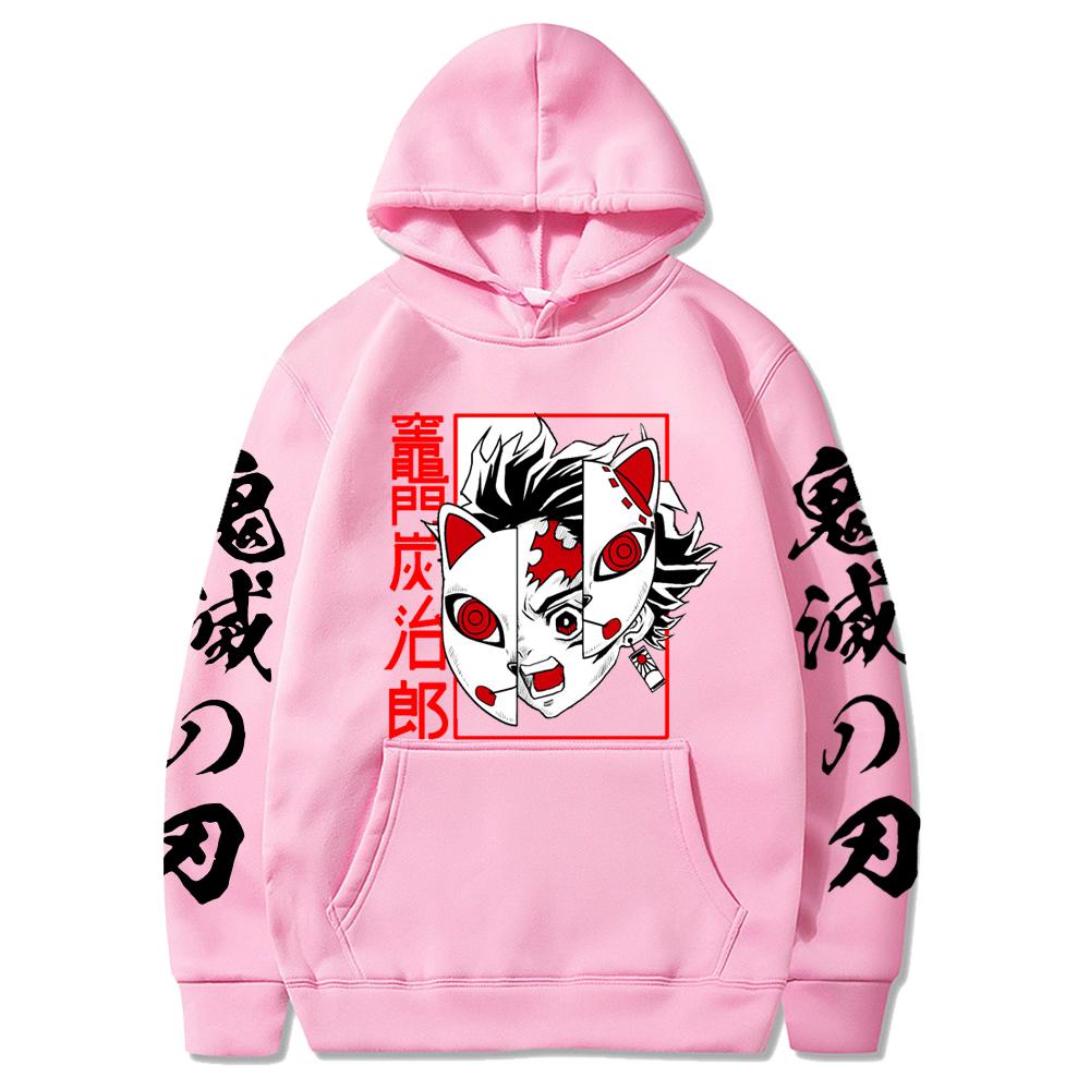 Fashion Sweatshirts Long Sleeves Loose Streetwear Hoodie Tops Anime Demon Slayer Hoodie Men's Print Pullovers Printed Harajuku