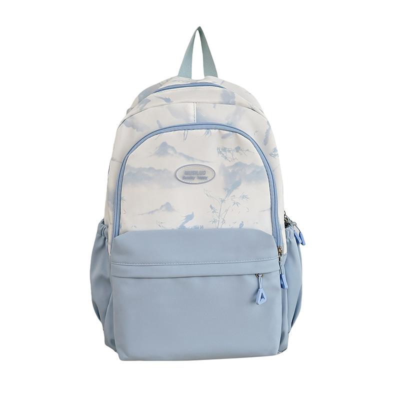 Schoolbag Japanese Ins Solid Color Schoolbag Female Junior High School Student High Value College Style Backpack Light Ink Painting Fashion Backpack