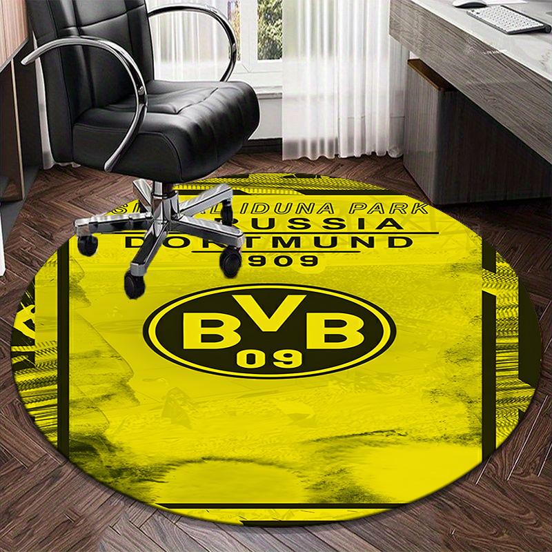 1 buc. covor rotund Design Minge de Fotbal Bvb Covor Rotund pentru Zonă Imprimat, Covor pentru Casă Birou, Covor Rotund pentru Scaun, Covor Decorativ Cadouri pentru Fani Cadou de Crăciun