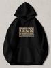 Black Pullover Hoodie with Vintage GEN X Graphic Print Casual Long Sleeve Sweatshirt with Kangaroo Pocket and Drawstring Hood for