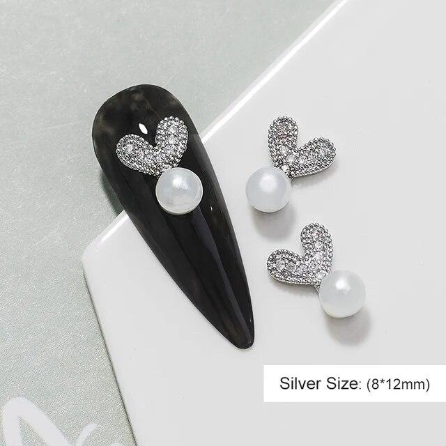 2pieces 3D Metal Zircon Nail Art Jewelry Japanese Nail Decorations Top Quality Zircon Crystal Manicure Zircon Diamond Charms