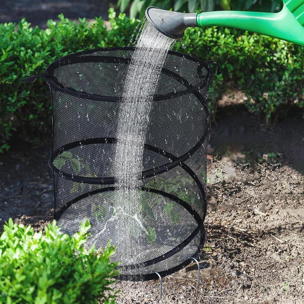 Mesh Plant Enclosure Pop Out Mesh Plant Cover 4 Pieces Foldable Tent With 16 Stakes Fly-Proof Animals Barrier For Garden