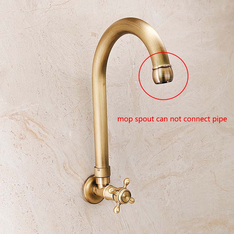 Single Cold  Longer Faucet Spout 360 Swivel Faucet Outdoor Mop Faucet Antique Brushed Solid Brass Washing Machine Tap Kmmoun