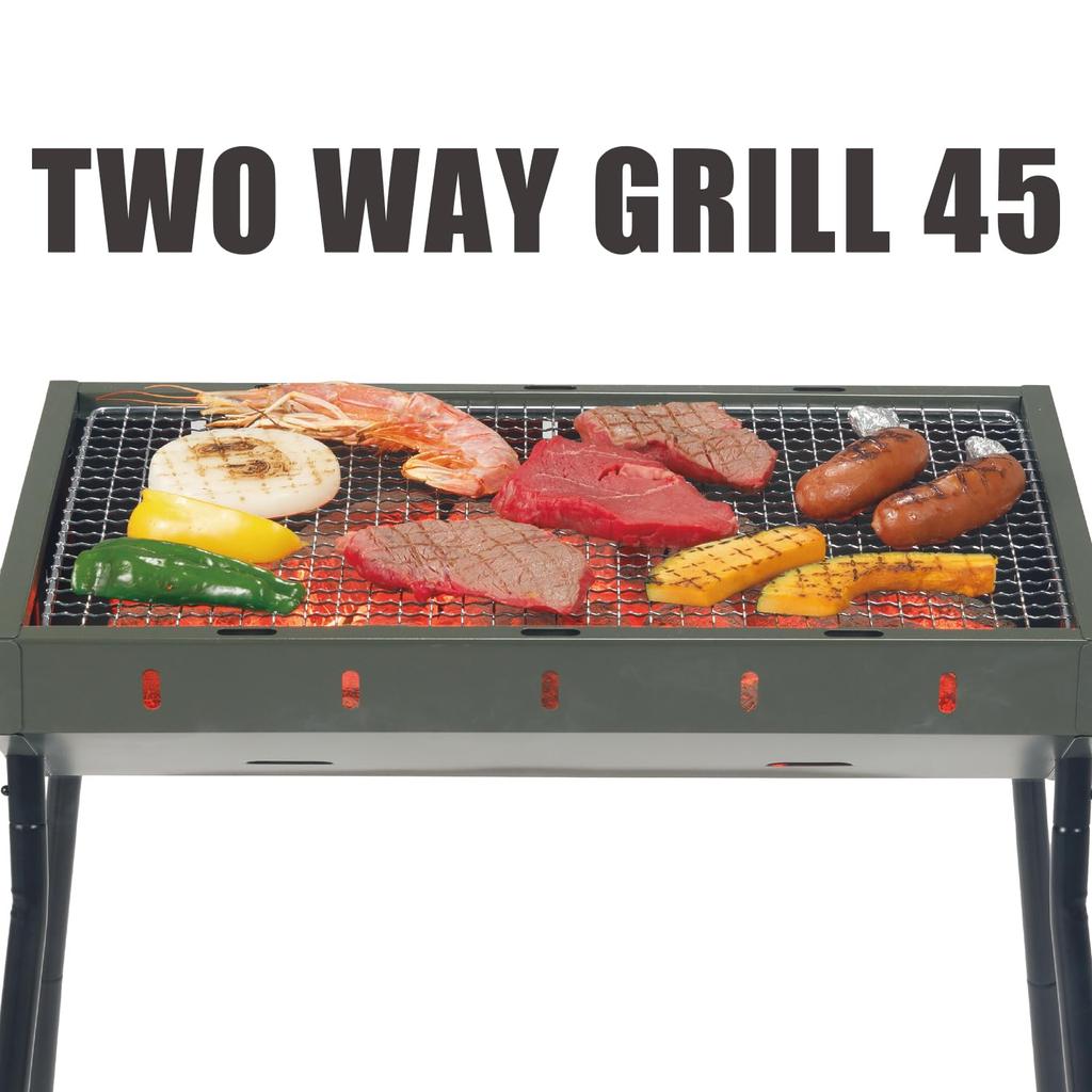 BUNDOK Two-Way Grill 45 BD-690 Medium 45cm BBQ Grill with Simple Design