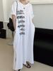 Plus Size Women's Korean Style Short Sleeve T-Shirt Dress Summer Loose Letter Printing Long DressesSS