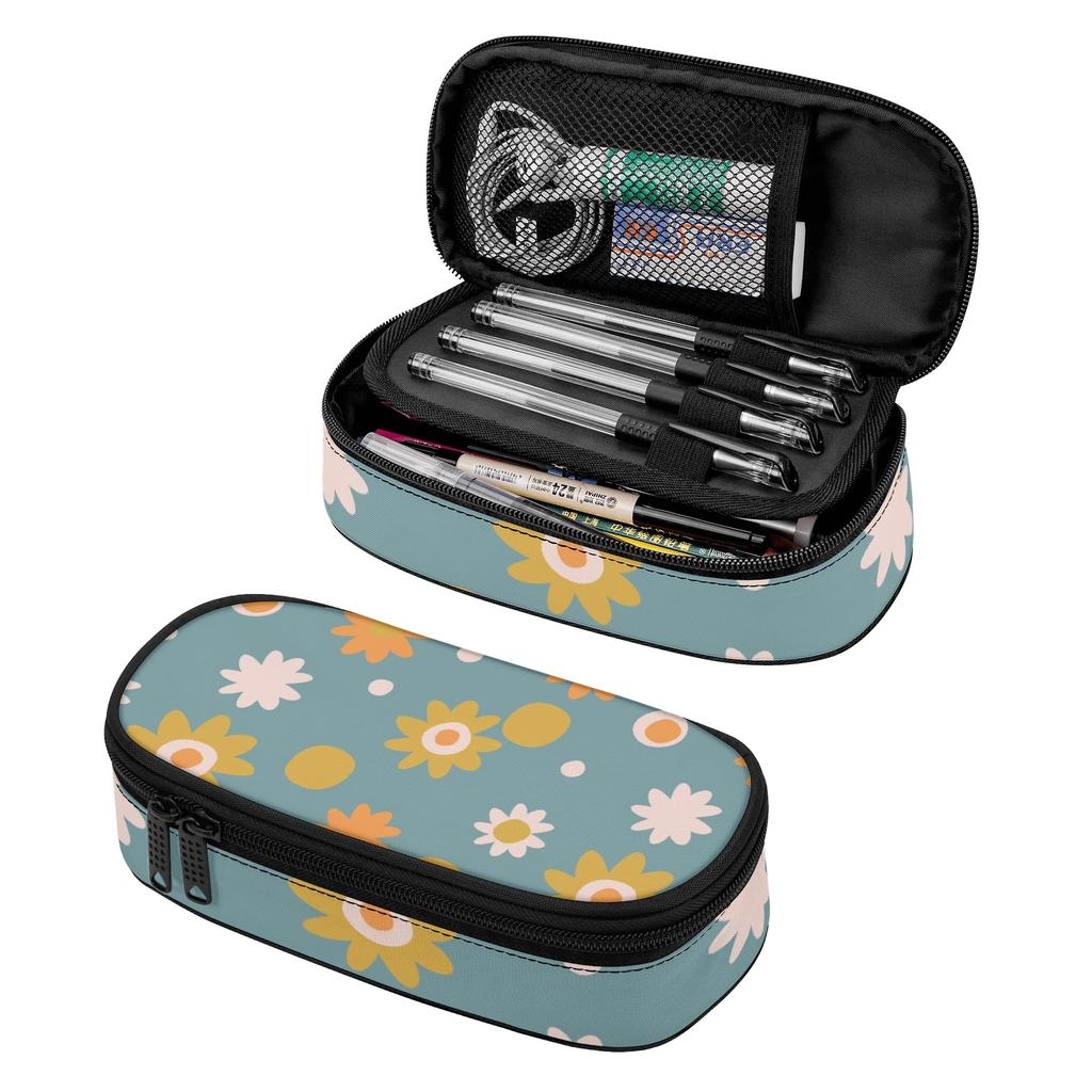 Pen Case Roomy Interior Casual Easy Open Zipper 300D Polyester with Main Pocket Mesh Layer and Removable Pen Divider for Students