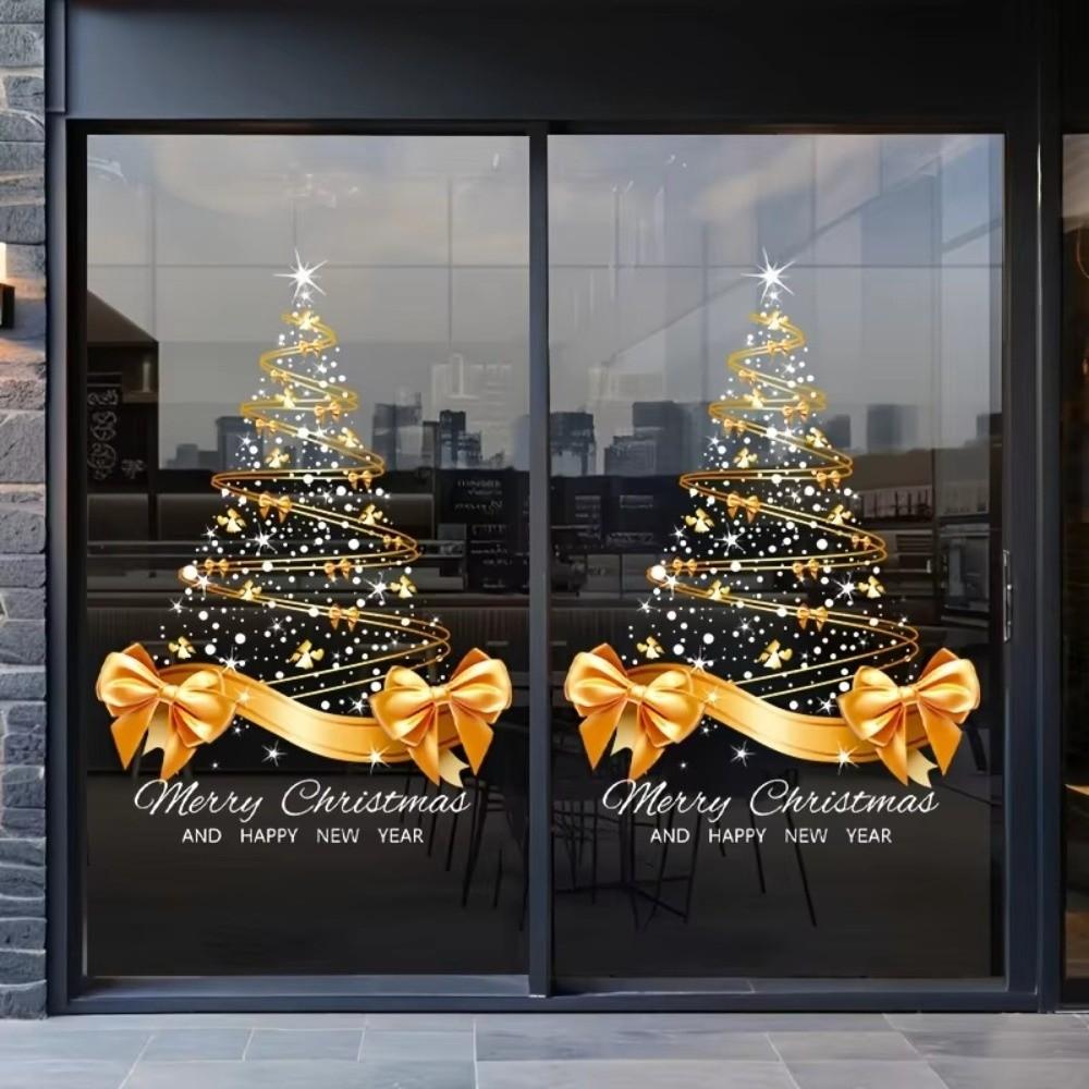Golden Wall Mural Stickers Self-Adhesive Window Decals Removable New Year Decorations