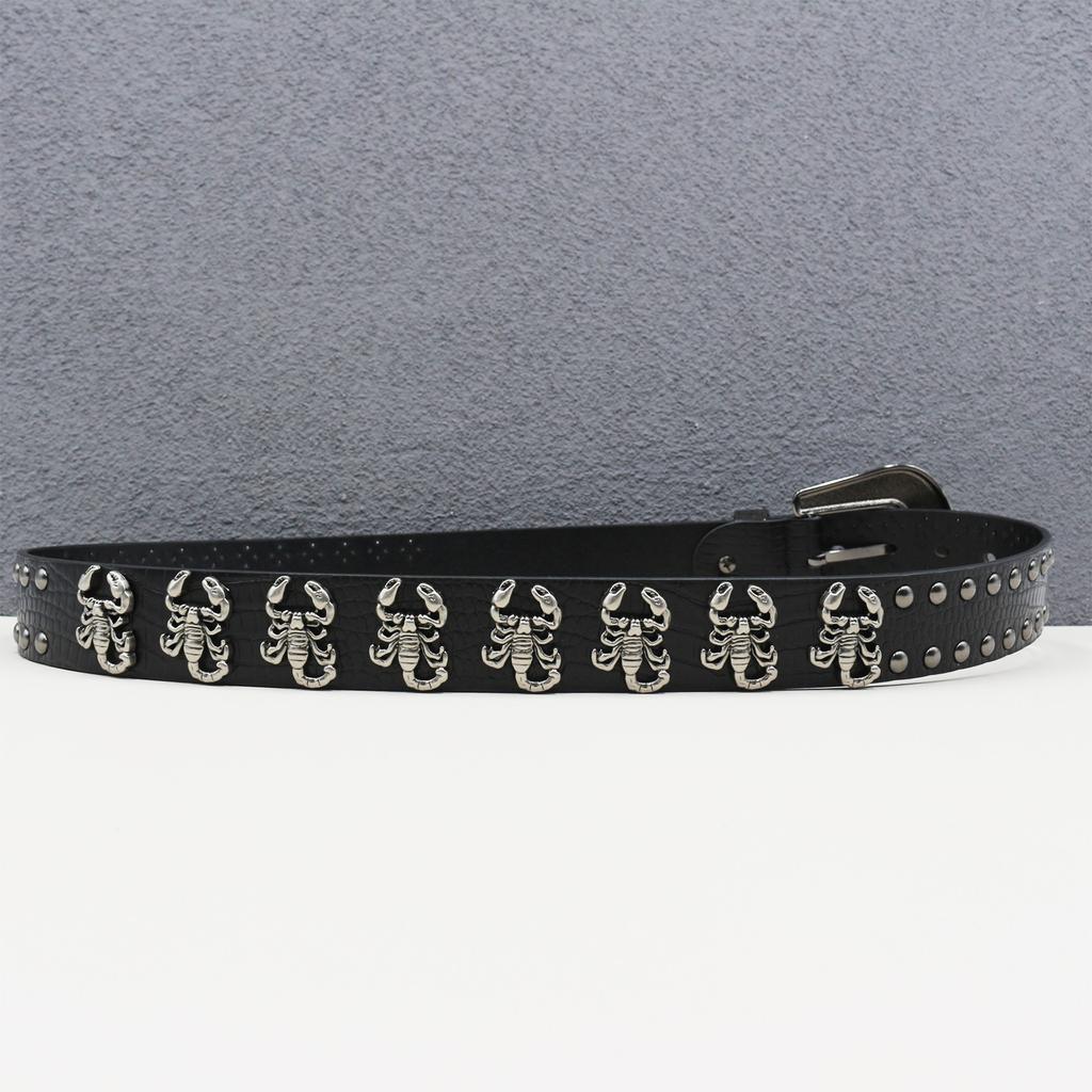 Punk Belt Men Scorpion Rivet Belt Western Belt Hip Hop Punk Personality Street Trousers Belt Men