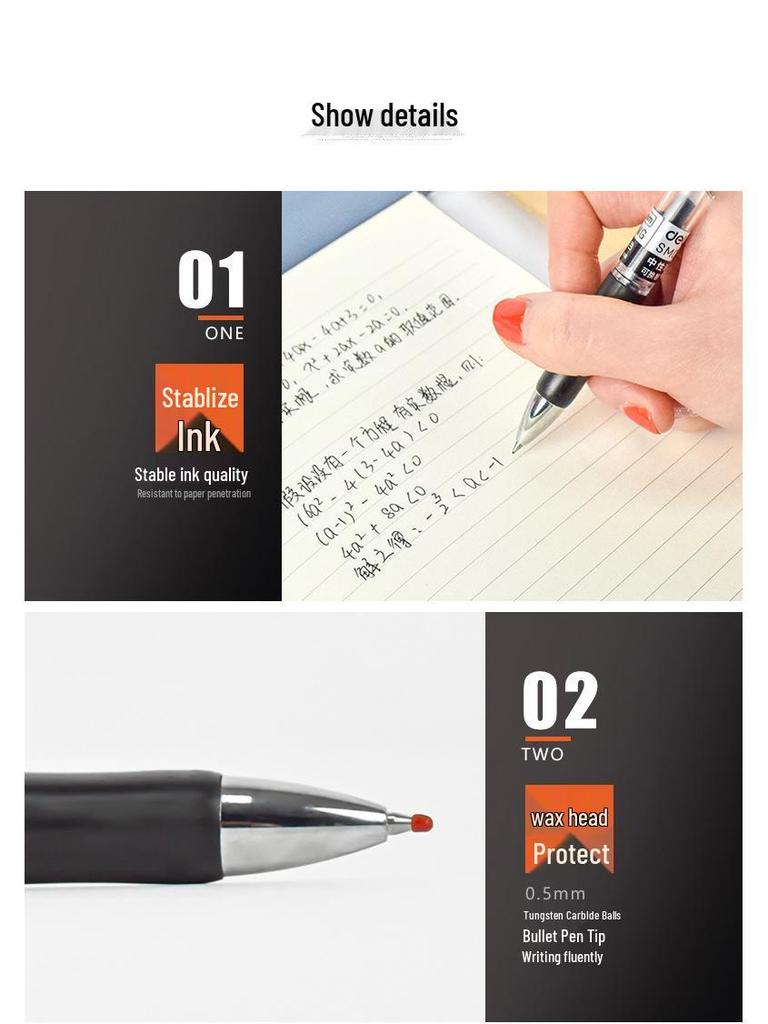 Deli 33388 0.5mm Gel Pen - Press-Type Bullet Tip for Business & Office Signatures
