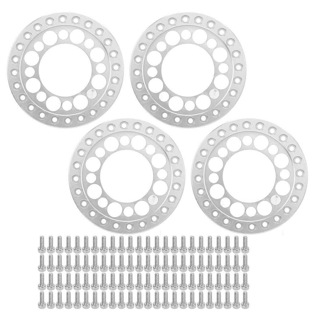 4pcs RC Wheel Rim Ring Beadlock Wheel Rim Replacement Ring for Axial SCX10 90046 for Traxxas TRX4 1 10 RC Car Silver