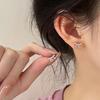 Korean Style High-end Pink Diamond Water Drop Diamond Bow Earrings Mini Sweet Earrings Niche