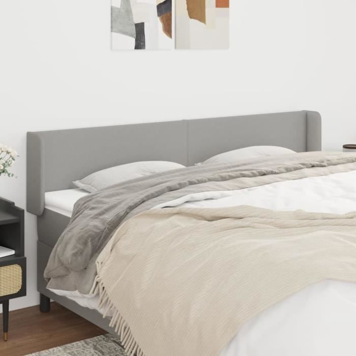 VidaXL Tête de lit avec oreilles Gris clair 203x16x78-88 cm Tissu3118510