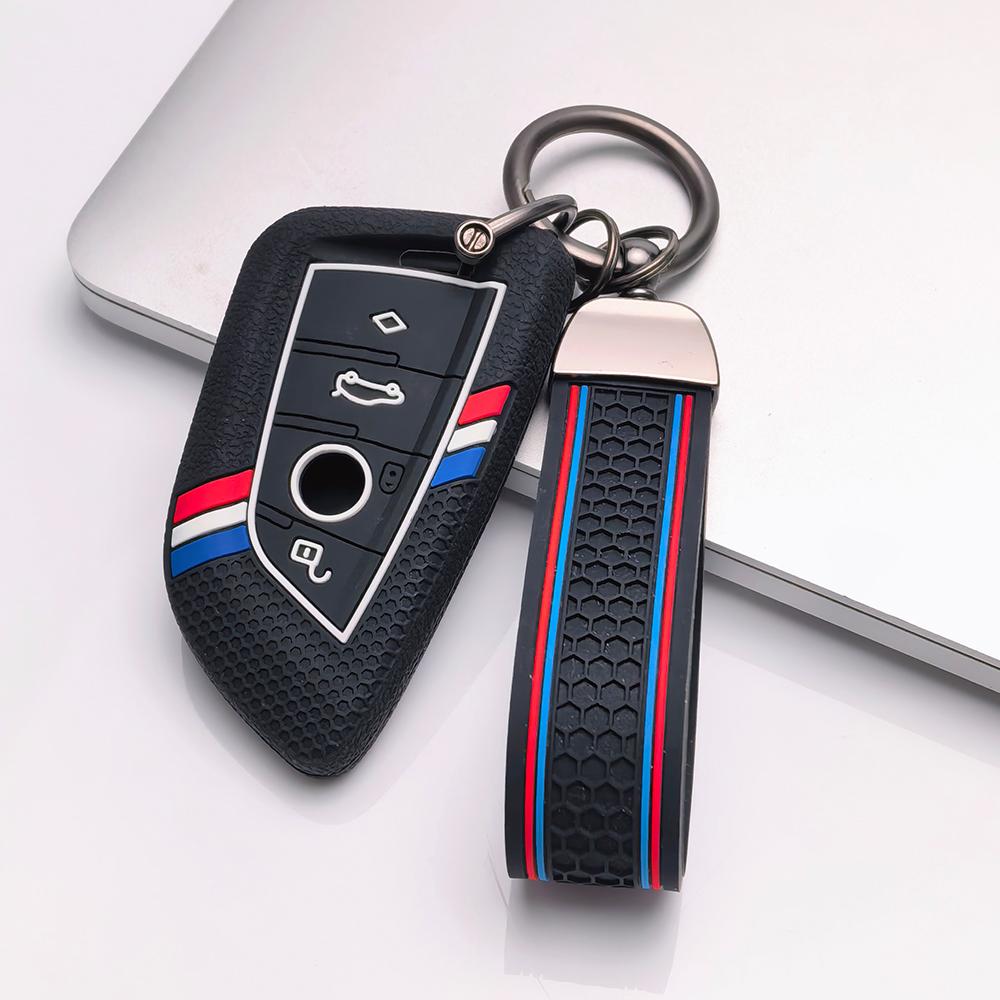 Key Cover for BMW I5 X1 X2 X3 X4 X5 X6 X7 with Keychain Anti-Scratch Guard Shockproof Protection Soft Grip Texture Responsive Button Touch