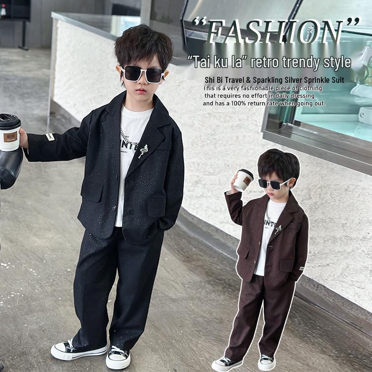 2025 Boys' Sparkling Silver Casual Suit Set