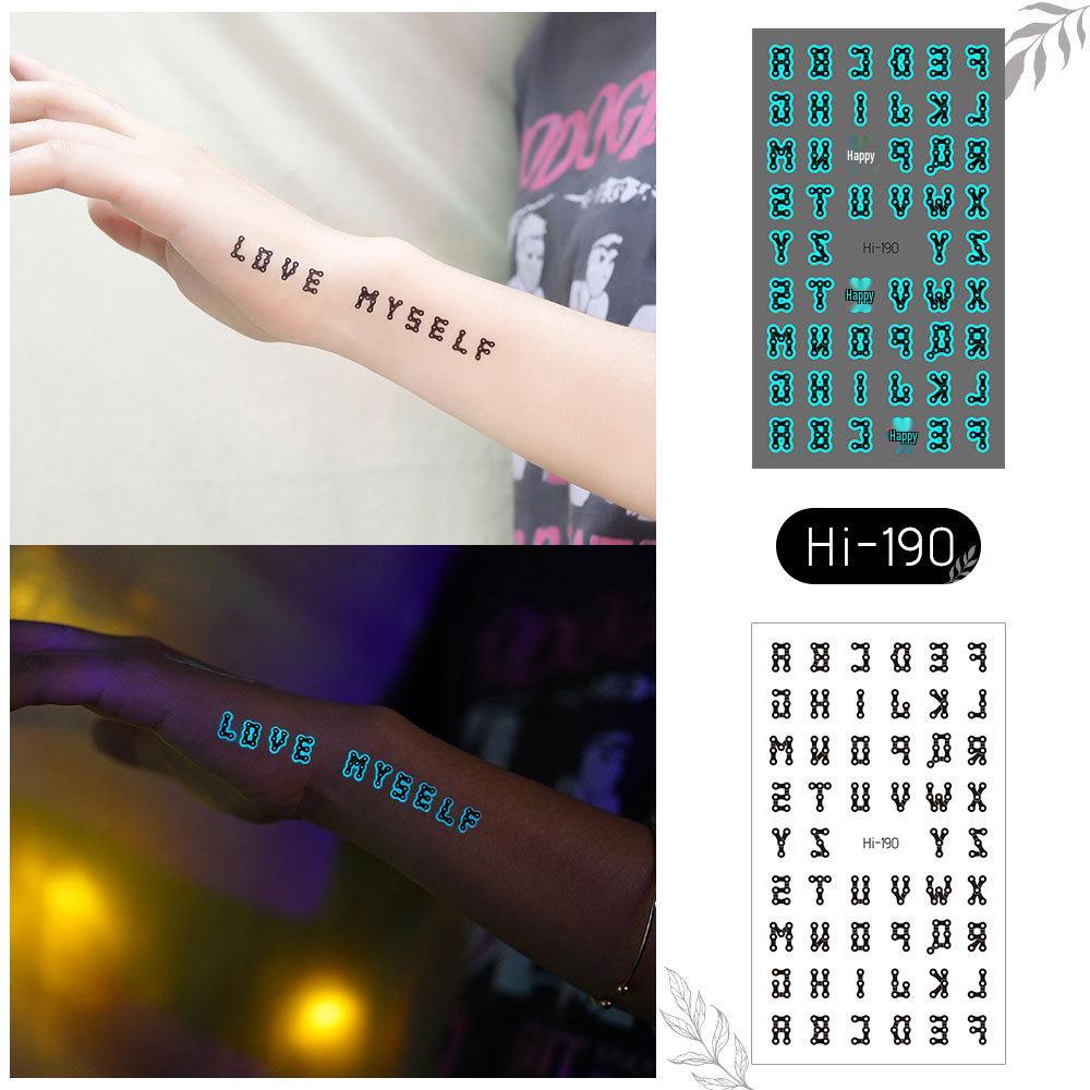Ricalon Blue Luminous Love Couple Finger Tattoo Stickers