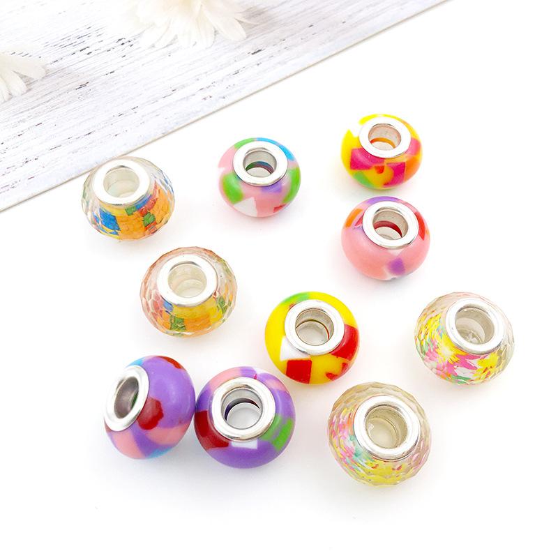 

Цветные бусины, большие отверстия, смоляные бусины, 10 шт., бусины для домашнего декора, 8x14 мм, браслет, радуга Style 5