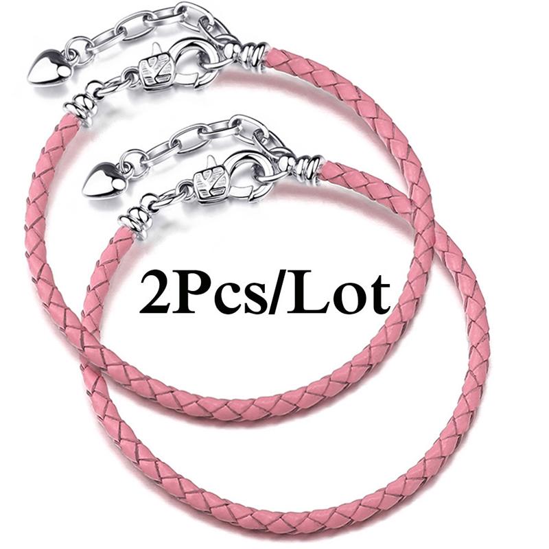 2 szt./partia Specjalna Oferta Skórzane Bransoletki Łańcuszkowe Pasują do Ręcznie Robionych Koralików Bransoletki z Charmsami Dla Par Pulsera Biżuteria Dla Kobiet Mężczyzn Hurtownia