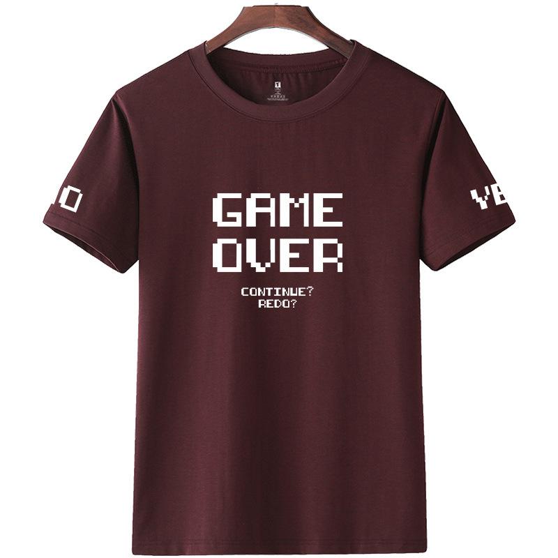 Herren Kurzarm Sommer Buchstaben T-Shirt Übergröße Locker Lässig Rot Reine Baumwolle T-Shirts Herren