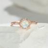 Simple Rainbow Birthstone Blue Fire Opal Rings For Women Rose Gold Color Round Ring Wedding Bands Stacking Thin Ring Jewelry