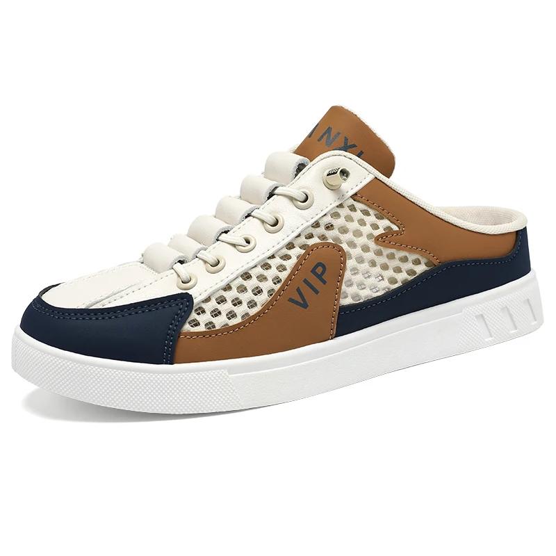 Summer Men Half Slippers Comfortable Walking Sneakers Breathable Lightweight Man Casual Shoes Non-slip Flats Lazy Shoes