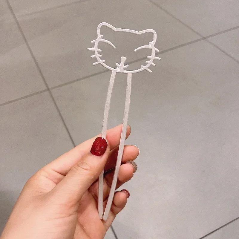 South Korea's Dongmen New Cat Metal U-shaped Hairpin Girl Versatile Cute Hairpins Fashion Ball Head Lazy Headwear Accessories