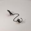 Dark Spider Ear Cuff: Metal Chain, Moonstone Water Drop & Web Design
