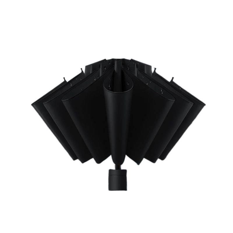 12-Rib Manual Reverse Folding Umbrella: Sturdy, Windproof, Black Glue Sunscreen, Car Use Umbrella for Men 130