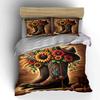 Western Boots with Sunflowers Bedding Duvet Cover Set  (1*Duvet Cover 2*Pillowcases, without duvet insert)
