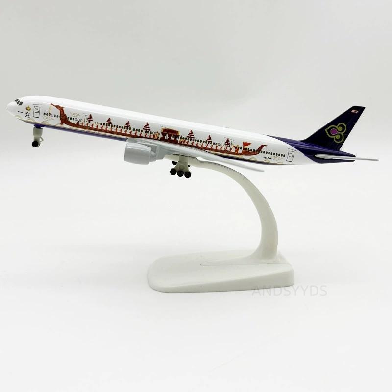 Diecast Airplane 20cm Thai Dragon Boat Airways Metal B777 Aircraft 1:400 Scale With Base Alloy Aviation Plane Display Ornaments