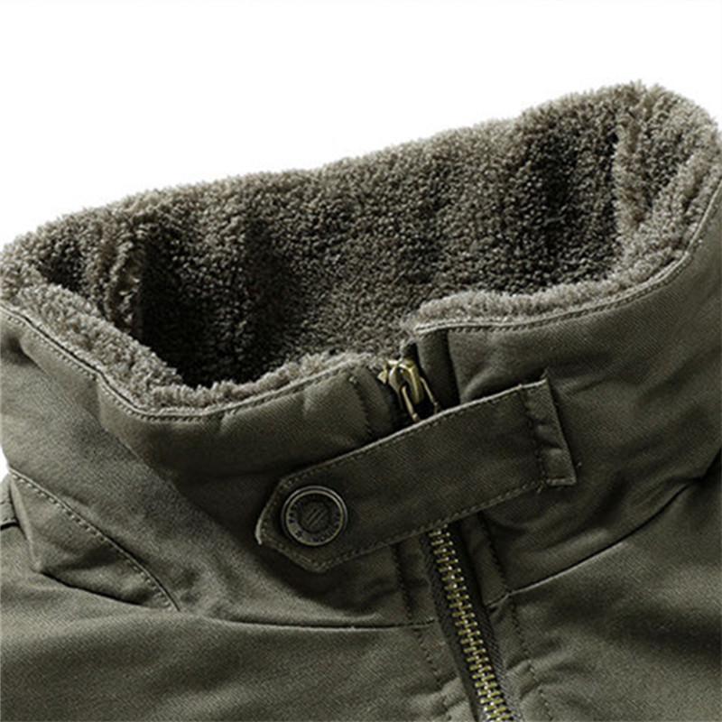 Winter Fleece Jacket Men Turn Down Collar Solid Windproof Warm Outwear Coats Vintage Thick Cargo Jacket Male Casual Bomber Coats