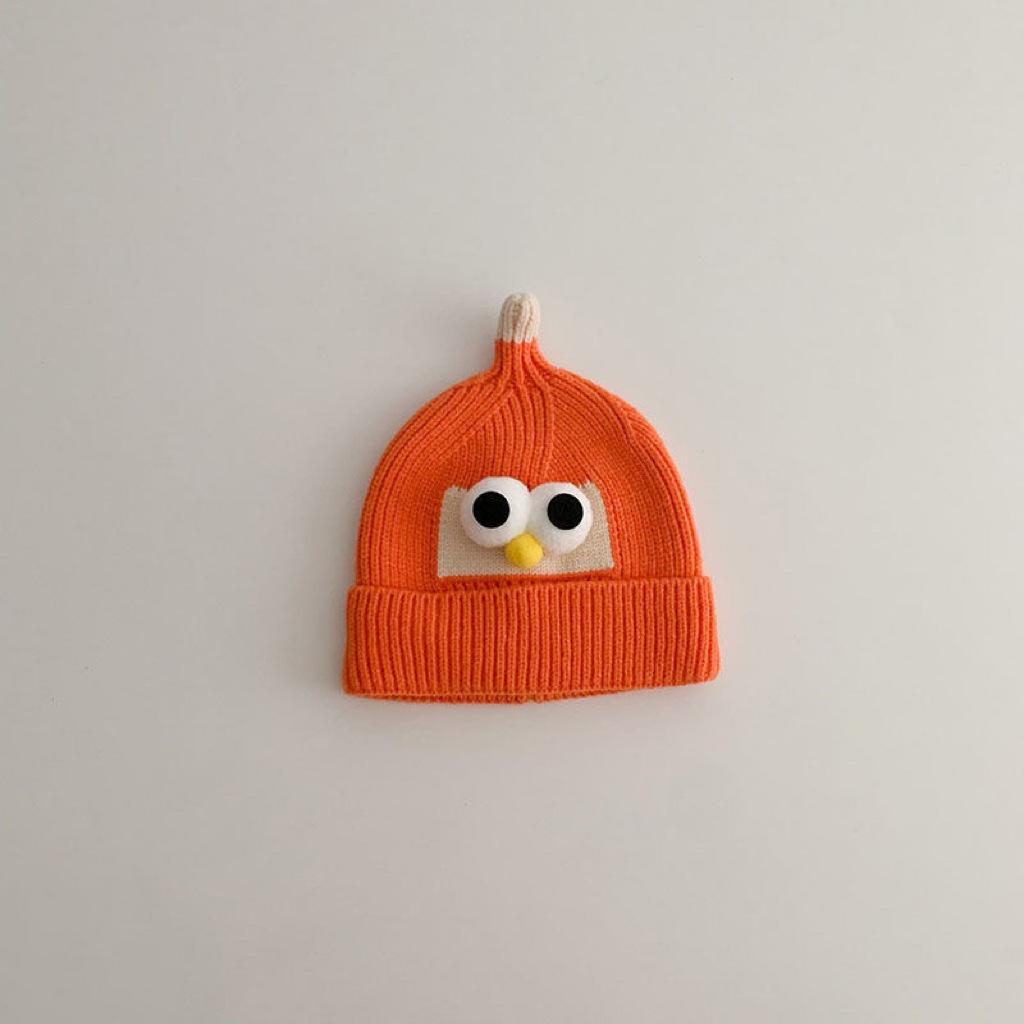 Baby wool hat autumn and winter Korean version of children's warm pullover hat cute super cute big eyes men and women children knitted hat