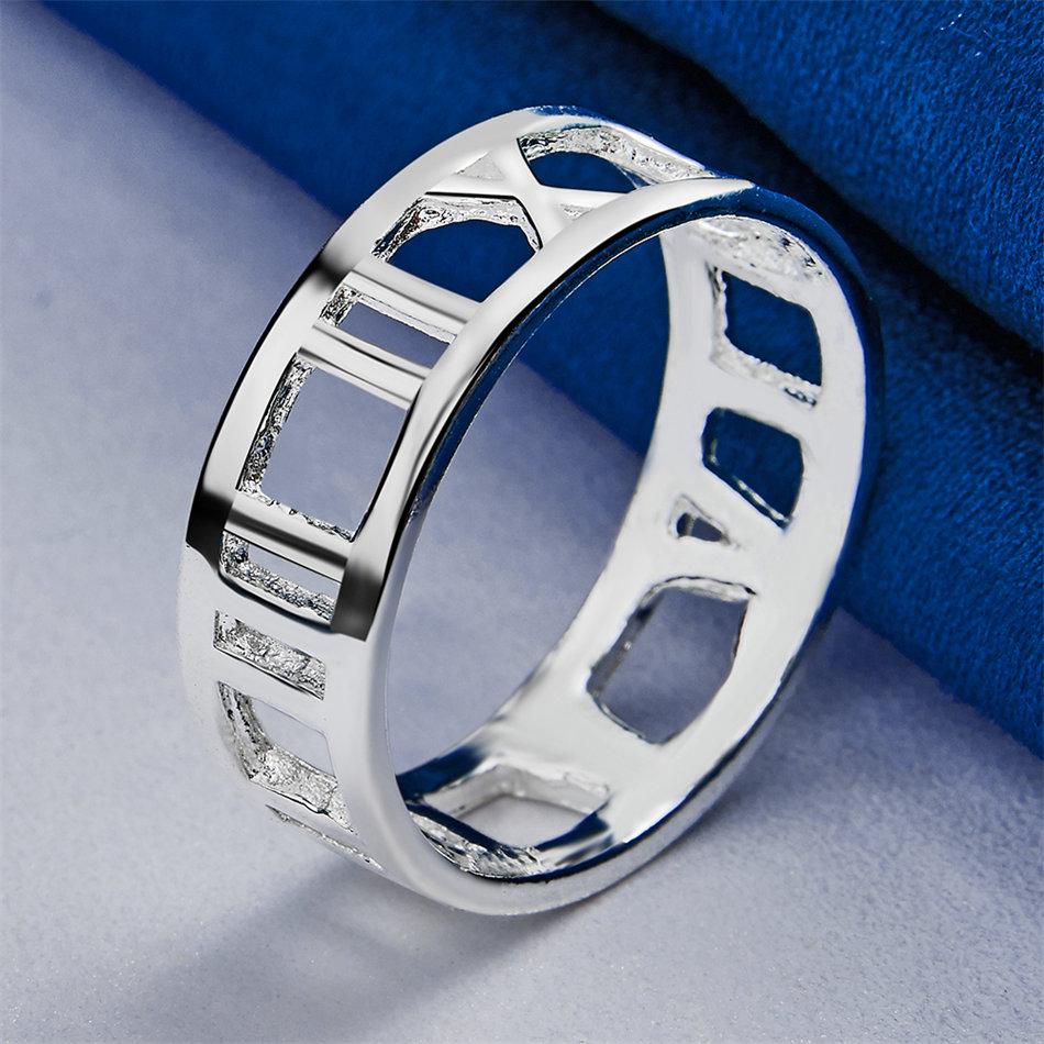 1 Piece of 925 Sterling Silver 5-10 Exquisite Letter Hollow Ring, Fashionable Women's Wedding Gift, Jewelry Accessories