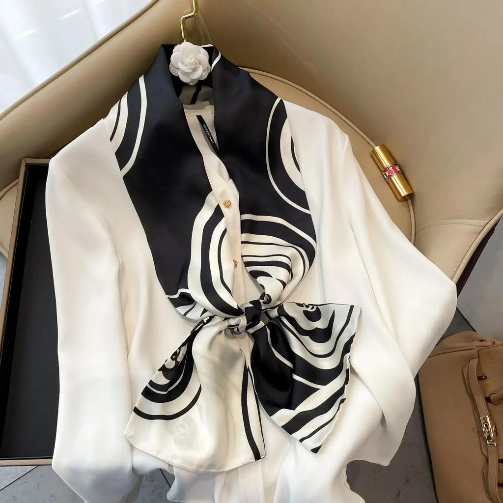 17*150cm Ribbon Silk Scarfs Female Luxury Design Hair Band Skinny Scarf Neck Ties Women Bag Scarves Neckerchief Foulard Lady