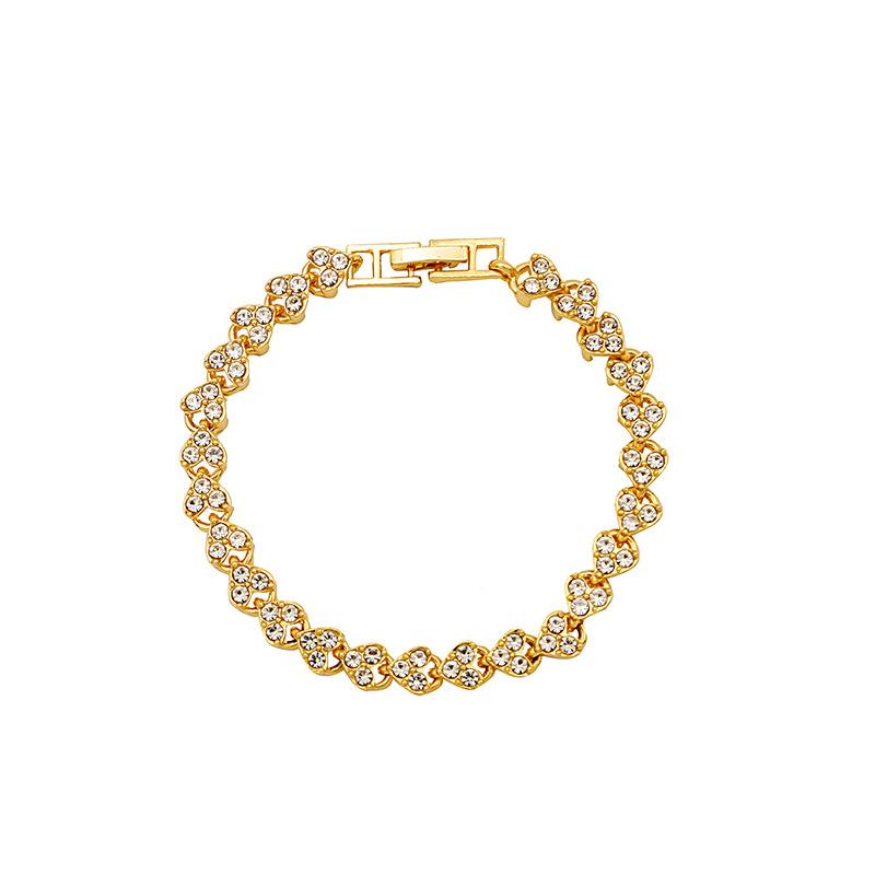 Jewelry Women'S Diamond Love Heart Bracelet Diamond Electroplated Real Gold Couple Bracelet Jewelry Gift