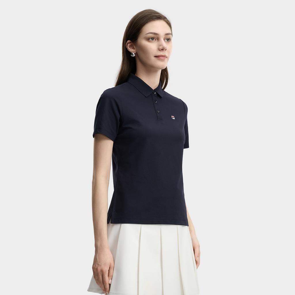 FILA Heritage Fashion Simple Classic Retro Casual Light Business Versatile Comfortable Knitted Short Sleeve Polo Shirt Women tops F51W628101FNV