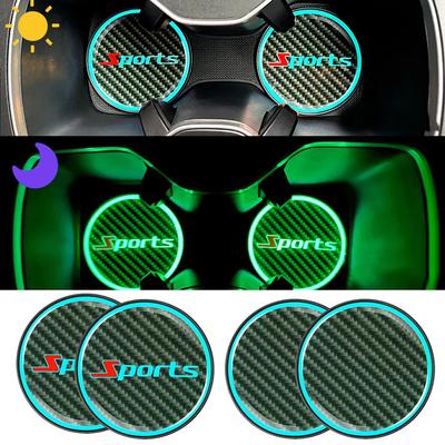 2 pezzi tappetino decorativo universale per auto LED luminoso antipolvere per bottiglie tappetino antiscivolo per auto accessori interni per auto