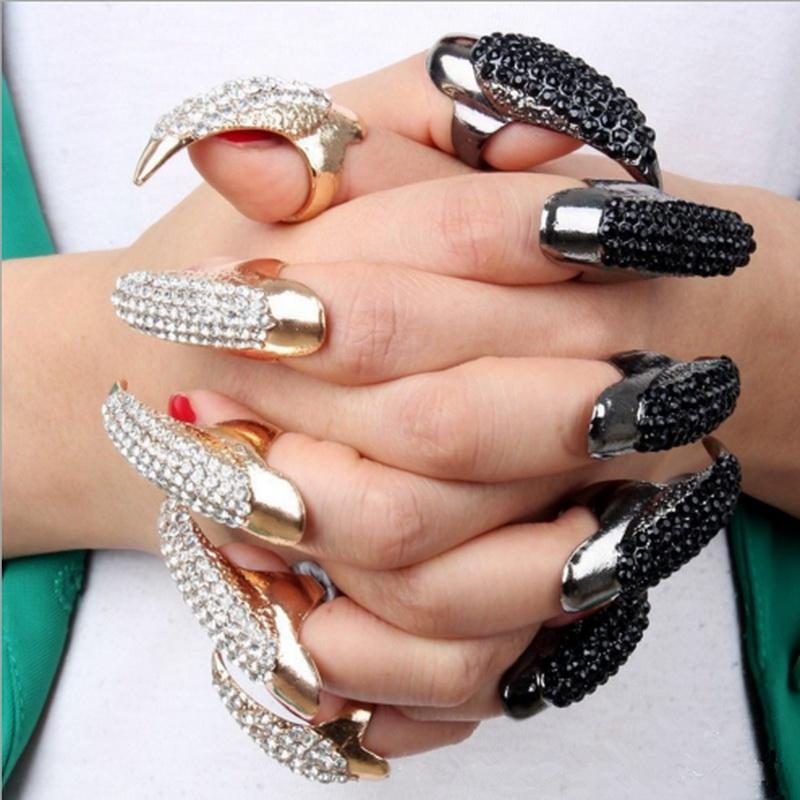 1/5Pc Exaggerate Armor Nails Rings For Women Eagle Claw Black/Gold Crystal Ring Set