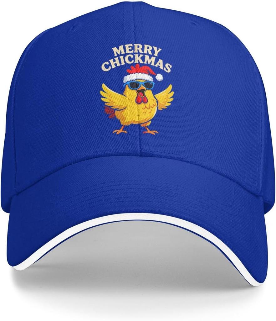 Merry Chickmas Chicken Funny Baseball Cap Cool Holiday Themed Washed Sports Hat Adult Unisex