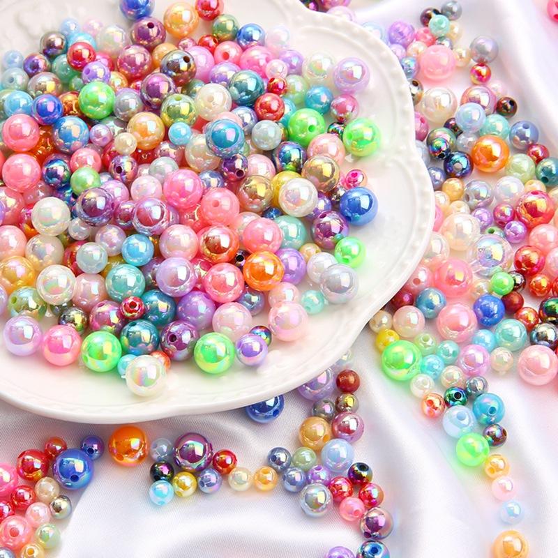 6/8/10mmABS Imitation Pearl AB Color Round Beads DIY Handmade Beaded Loose Bead Material Hair Accessories