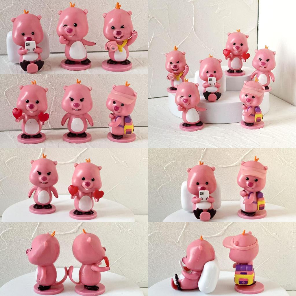 Loopy Pvc Collectible Figure Cute Pink Beaver Decor For Girls