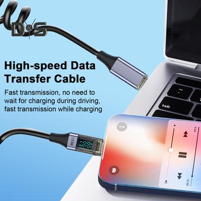 Nabíjací kábel Pružinový zaťahovací dizajn 480 Mbps Vysokorýchlostný PD100W Inteligentný displej Rýchle nabíjanie Dátový kábel