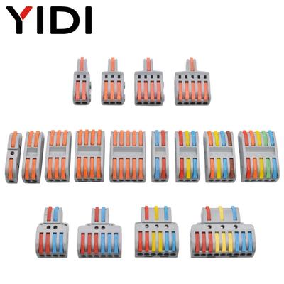 5pcs Splitter Cable Push-in Connection Terminal Block 1 In Multiple Out Combined Compact Quick Splice Lever Wire Connector Clamp