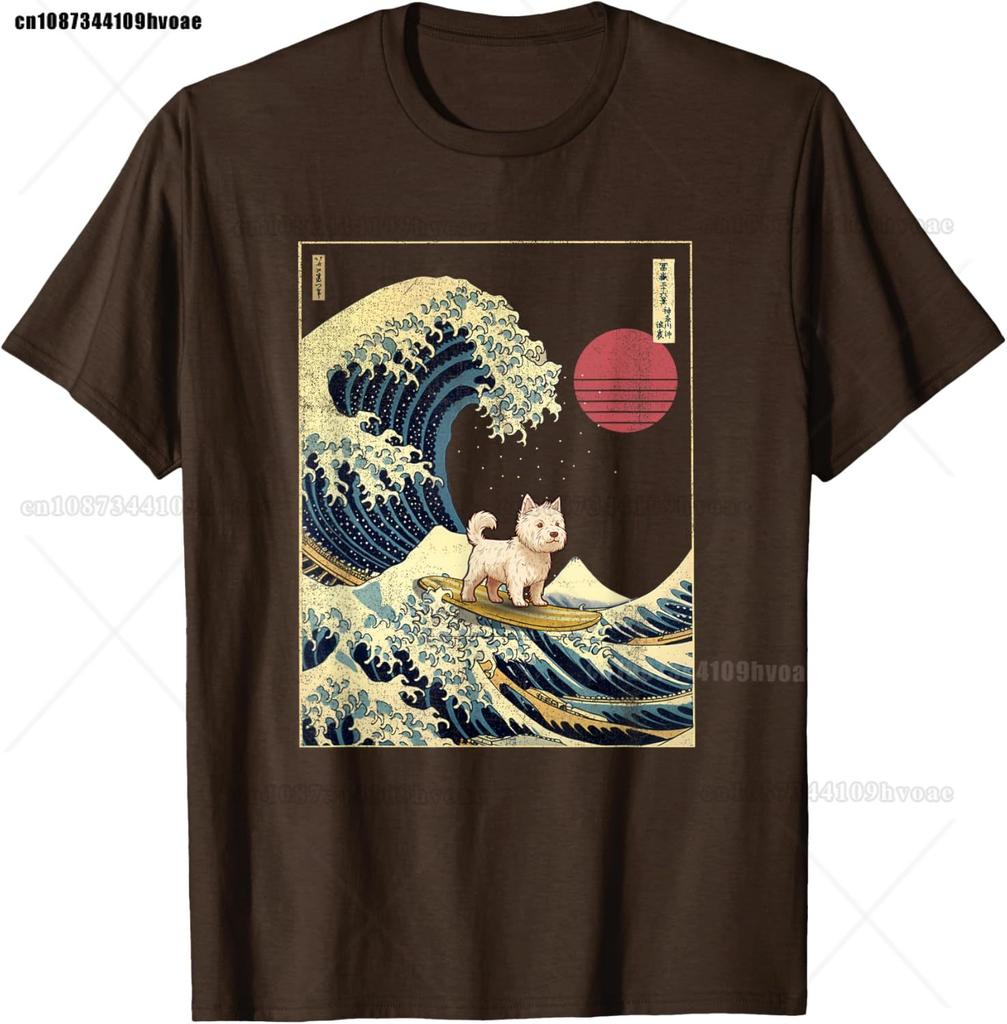 West Highland White Terrier Westie Japanese Kanagawa Wave T-Shirt