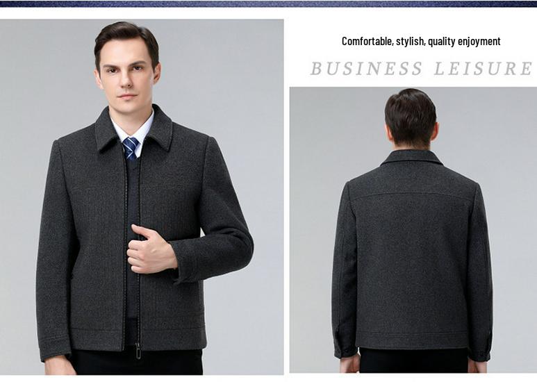 Men's Double-Sided Cashmere Jacket: Autumn/Winter Business Casual Wool Coat for Middle-Aged Dads