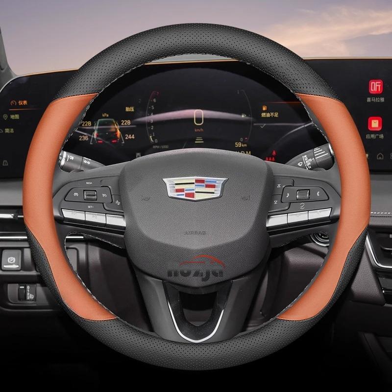 Leather Car Steering Wheel Cover for Cadillac VISTIQ ESCALADE IQ OPTIQ LYRIQ CT4 XT6 XT4 XT5 XTS CT5 CT6 ATS Accessories