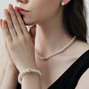 3 Teile/satz Frauen Schmuck Set Faux Perle Ohrringe Halskette Armband Einstellbare Länge Strass Dekor Poliert Prom Party Hochzeit Party Braut Schmuck