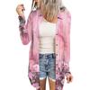 Women's Casual Fashion Floral Print Long Sleeve Mid-Length Cardigan Jacket
