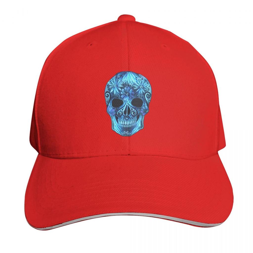 Electric Blue Sugar Skull Baseball Cap Tactical Cap Horse Hat Luxury Cap Hiking Hat Unisex Womens