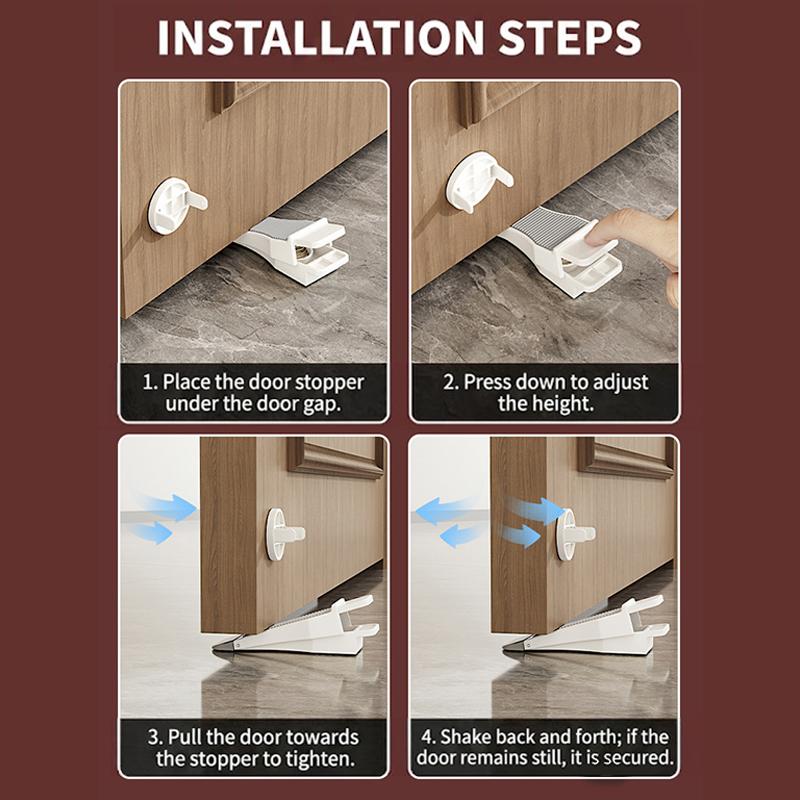 Adjustable Height Non-Slip Rubber Door Stopper Wedge Works on Tile Wood Carpet Floors for Home Office Daily Use
