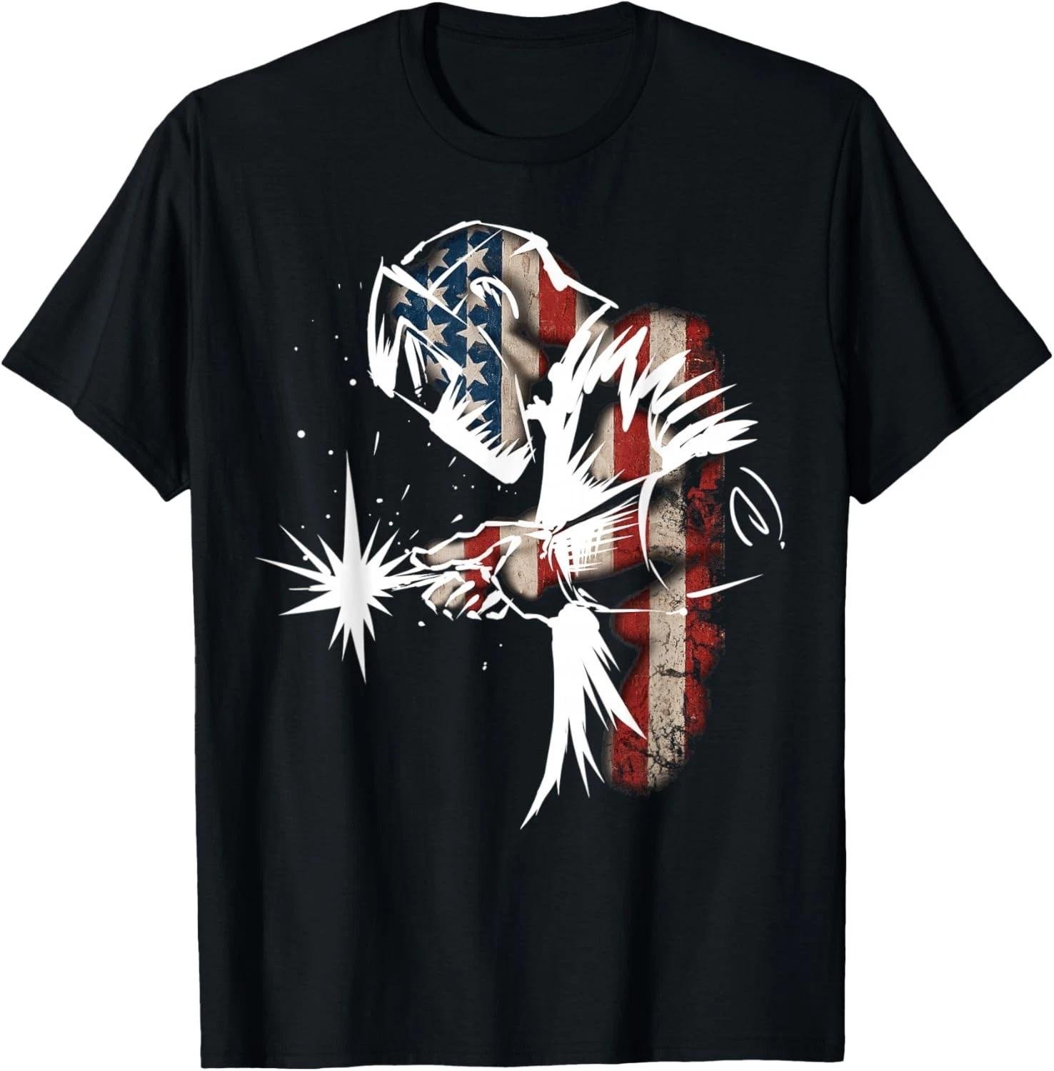 Funny Welder American Flag USA Patriotic Welder Funny Gift Unisex T-Shirt M